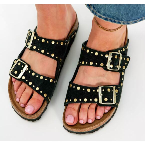 Birkenstock Shoes - Birkenstock Arizona Sandals Size 40 Black Studded Boho Comfort NWOT